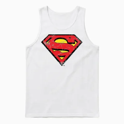 Superman S-Shield Logo Vintage Unisex Tank Top - White