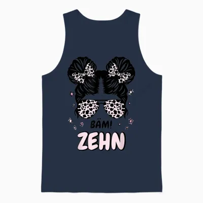 Kids 10th Birthday Girl Messy Bun Bäm! Ten T-Shirt, Black, S Unisex Tank Top - Navy