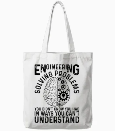 Engineer Engineering Gear Brain Technician Enginee Tote Bags - White