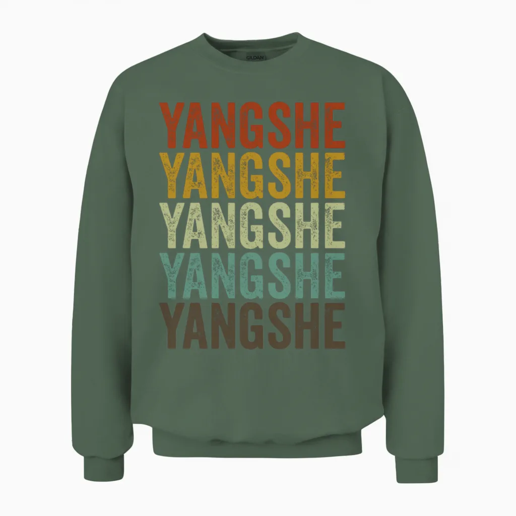 Yangshe China Retro Vintage Unisex Sweatshirt in Military Green