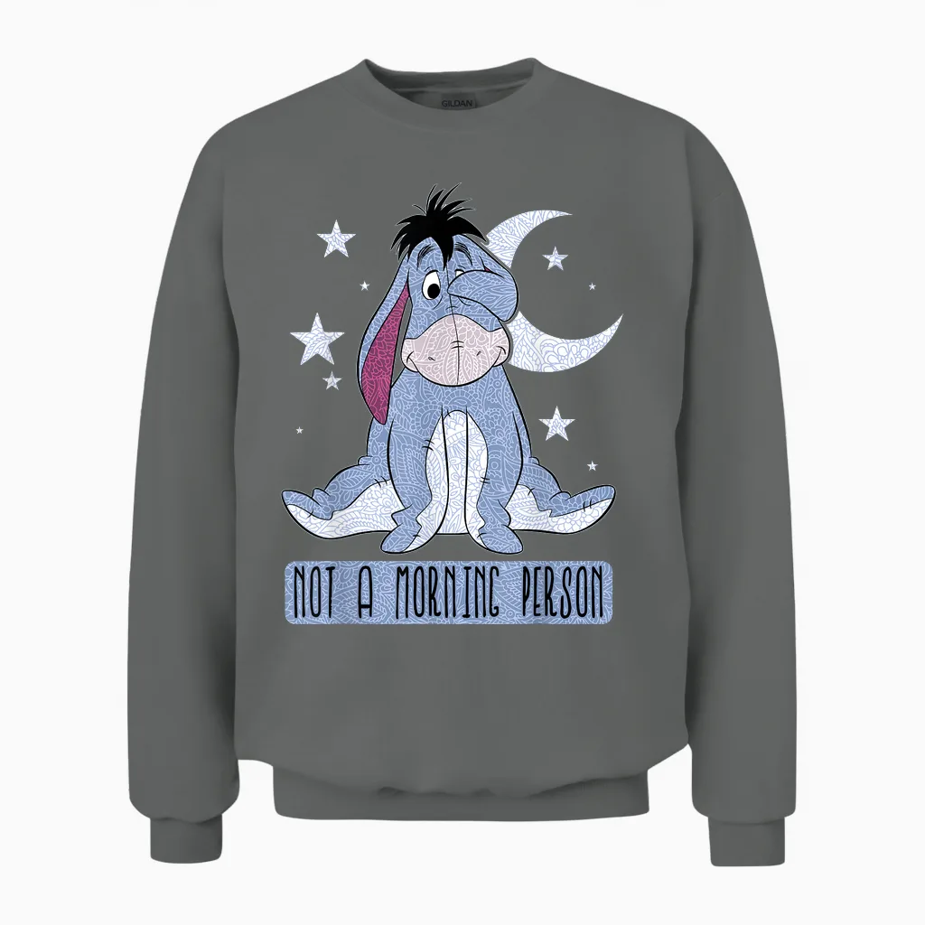 Disney Winnie the Pooh Eeyore Not a Morning Person Short Sleeve Unisex Sweatshirt in Graphite Heather