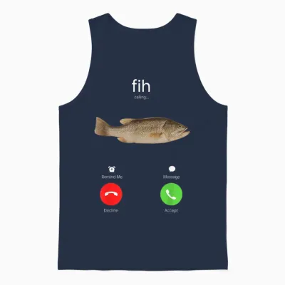Fih Calling Unisex Tank Top - Navy