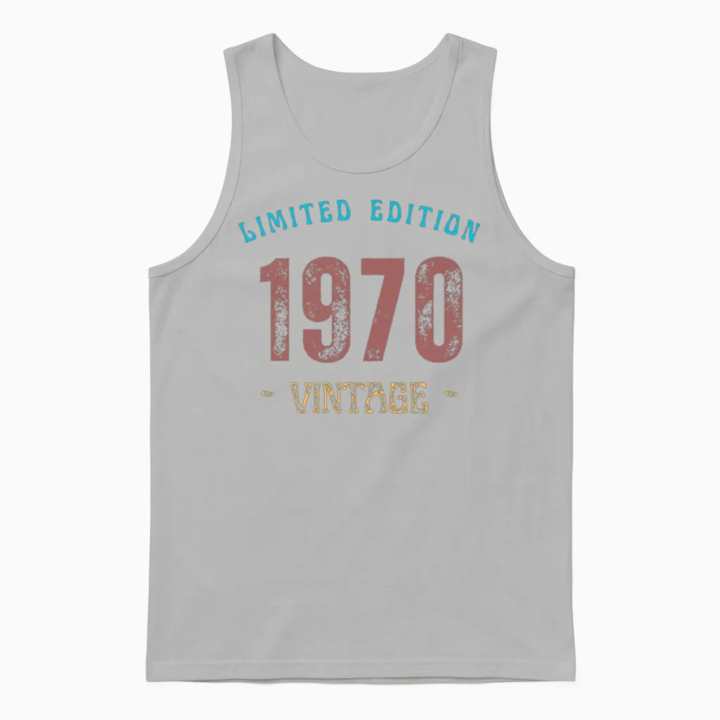 Vintage 1970 Limited Edition 1974 53th Birthday Unisex Tank Top in Ash