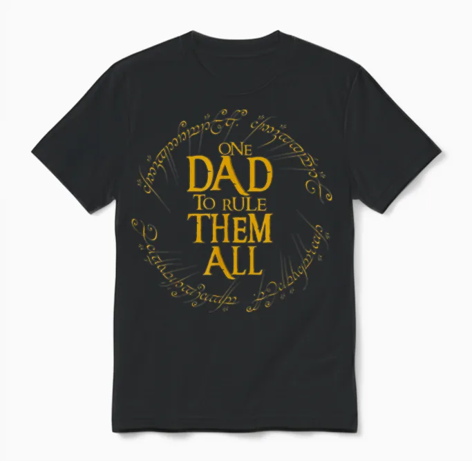 Lustiger Fantasy Nerd Dad Graphic "one Dad to Rule Them All" Unisex T-Shirt in Black