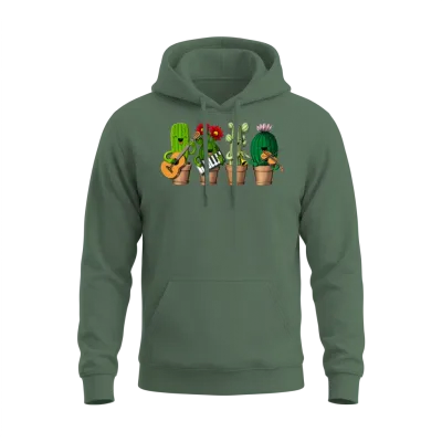 Funny Cactus Unisex Hoodie - Military Green