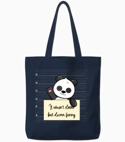 Panda Was Not Clever but Funny Tote Bags - Navy