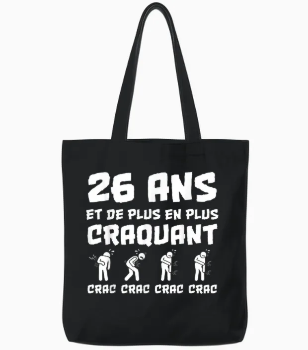 Birthday Gift Man 26 Years Funny Tote Bags in Black