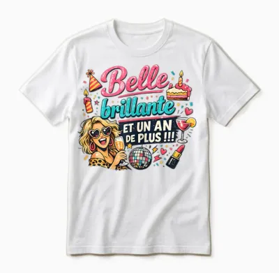 Cadeau Anniversaire Femme Original Humour Belle Brillante Unisex T-Shirt - White