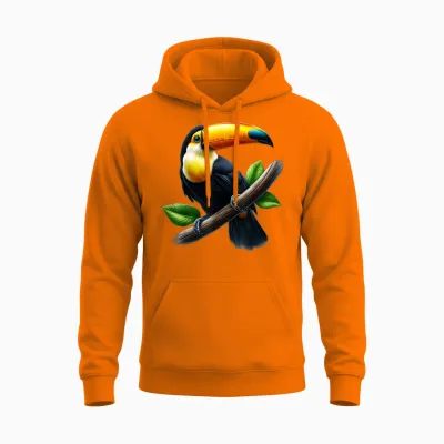 Eleganter Tukan Auf Ast Unisex Hoodie - Safety Orange
