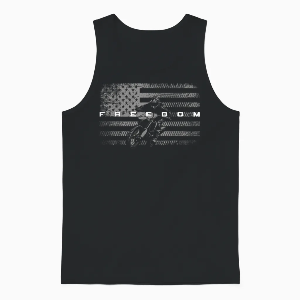 American Flag Dirt Bike Motocross Unisex Tank Top in Black