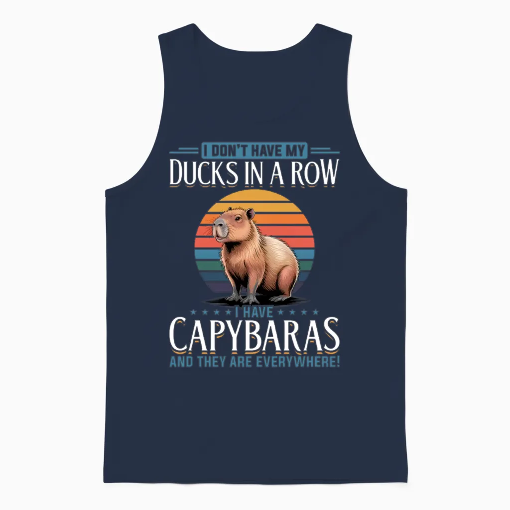 Funny Capybara Unisex Tank Top - Navy