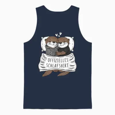 Official Sleep Shirt Cute Otter Couple Sleep T-Shirt, Black Unisex Tank Top - Navy