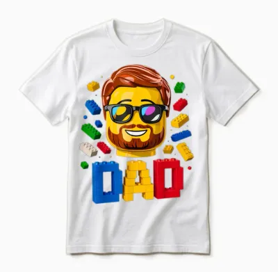Family Dad Master Builder Building Bricks Blocks Fathers Day Unisex T-Shirt - White