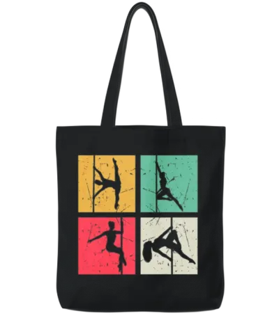 Pole Dance Silhouette - Pole Dancer Pole Dancing Tote Bags - Black