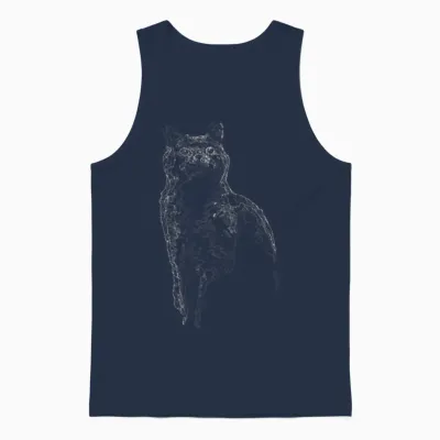 Cat Line Art Unisex Tank Top - Navy