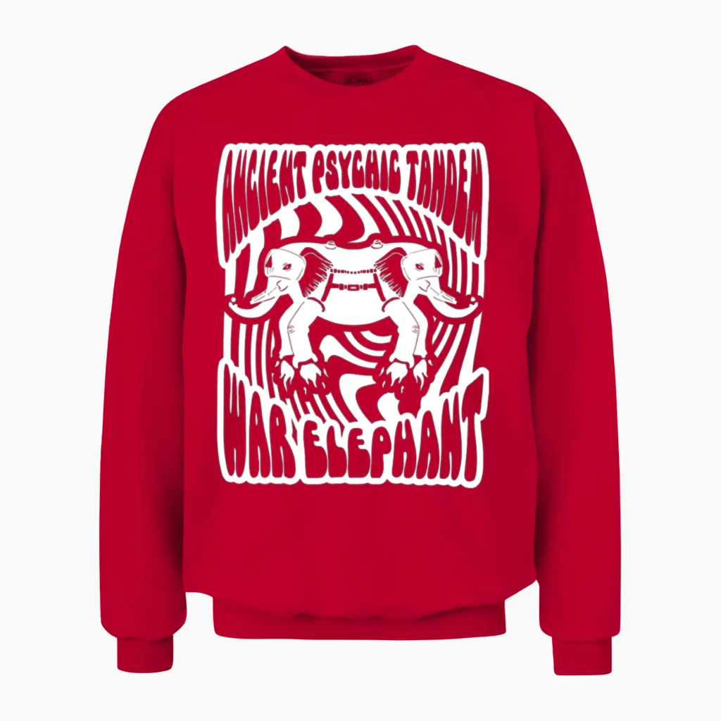 Ancient Psychic Tandem War Elephant Unisex Sweatshirt in Red
