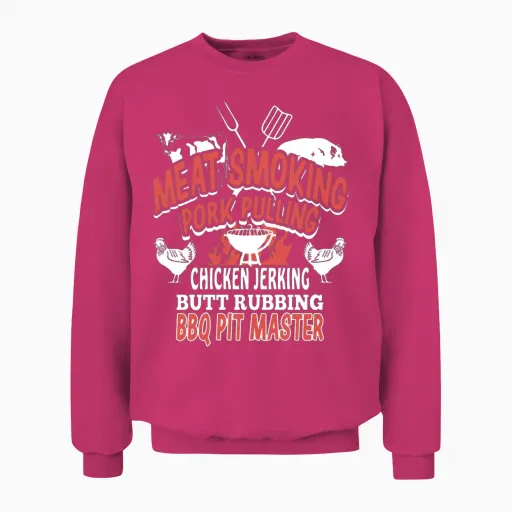 Bbq - Meat Smoking Pork Pulling Chicken Jerking Unisex Sweatshirt in Heliconia