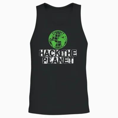Hack the Planet Cybersecurity Hacker Computer Coder Unisex Tank Top - Black