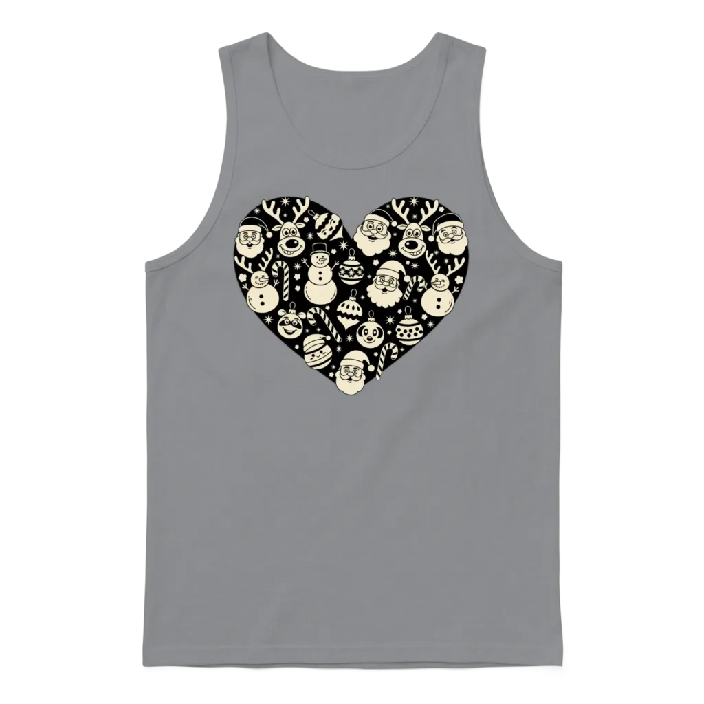 Heart Made of Christmas Shapes โ Festive Love Unisex Tank Top - Sport Grey