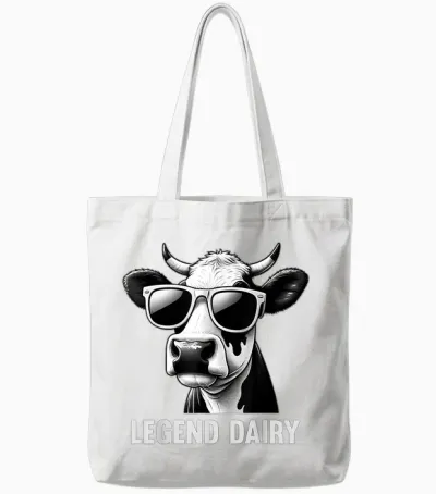 Legend Dairy Funny Farmer Cow Farmer Pun Graphic Tote Bags - White