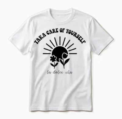 Shine Bright, Grow Free Taka Care of Yourself Unisex T-Shirt - White