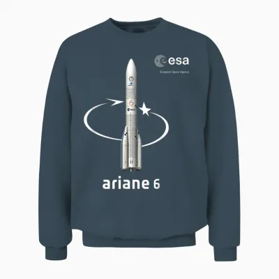 Esa European Space Agency Mission Ariane 6 Fusée T-Shirt, Black, S Unisex Sweatshirt - Dark Heather