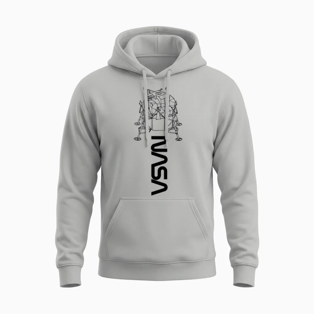 Nasa Apollo 11 Lunar Module Worm Logo T-Shirt, Grey, S Unisex Hoodie in Ash