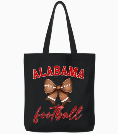Alabama Football Pretty Coquette Style Bow Tote Bags - Black