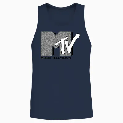 Mademark X Mtv - Classic Official Original Mtv Logo with Wall Structure Unisex Tank Top - Navy