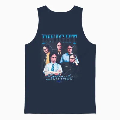 The Office Dwight Schrute Heartthrob - Officially Licensed T-Shirt, Black, S Unisex Tank Top - Navy