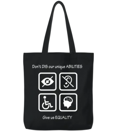 Equality for People with Disabilites Tote Bags - Black