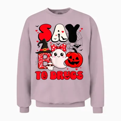 Say Boo to Drugs Cute Boo Red Ribbon Week Awareness Women Unisex Sweatshirt - Light Pink