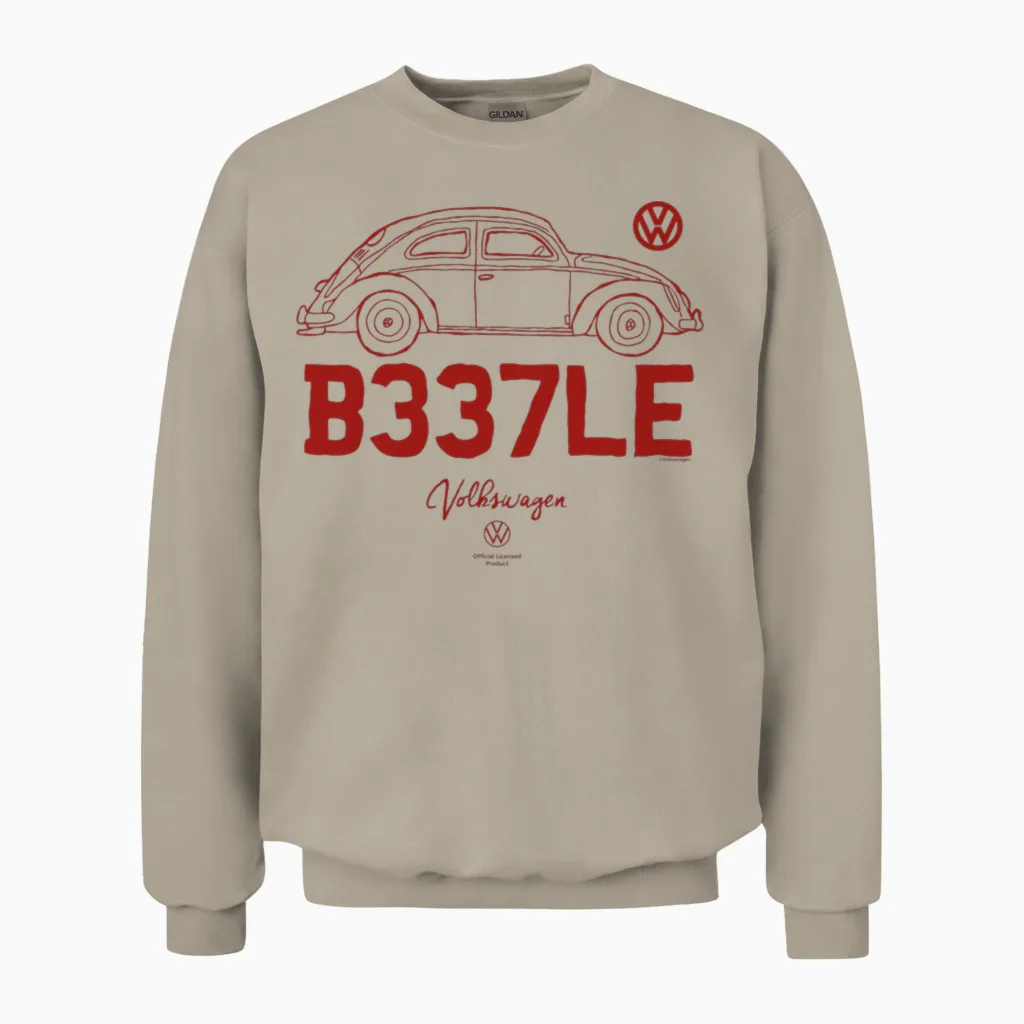Volkswagen Beetle B337le Car Doodle Long Handle Unisex Sweatshirt in Sand