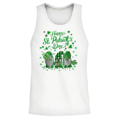 Happy St Patric Day Gnomes Saint Paddys Pattys Unisex Tank Top - White