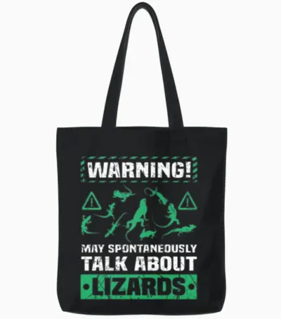 Funny Reptile Lizard Tote Bags - Black