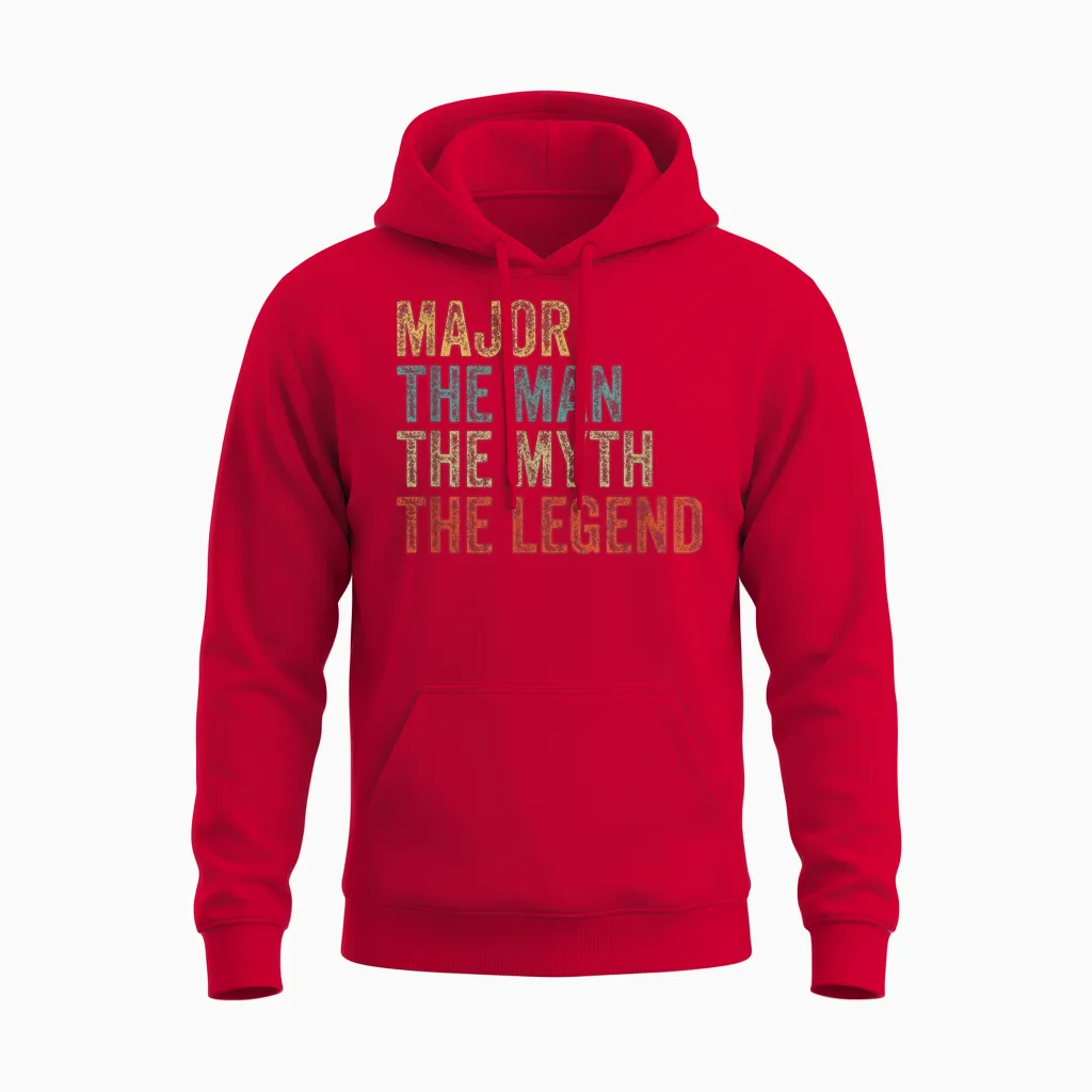 Major the Man the Myth the Legend Unisex Hoodie in Red