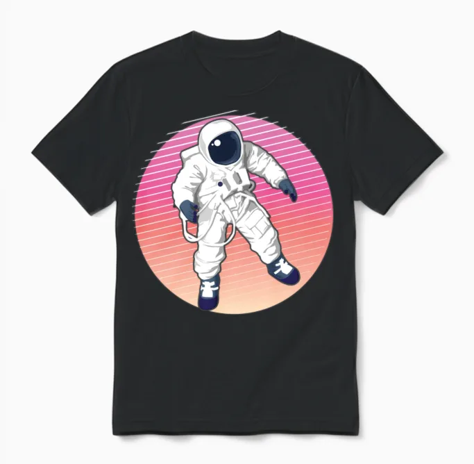 90s Retro Astronaut Sunset - Summer & Beach Unisex T-Shirt - Black