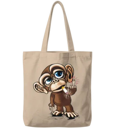 Dude Monkey Tote Bags - Natural