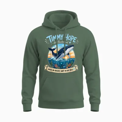 Timmy Hope Buckelwal Wal Meer Ozean Natur Design Unisex Hoodie - Military Green