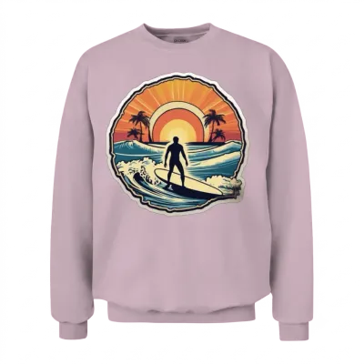 Surfer Surfing Retro Surfer Sunset Retro Unisex Sweatshirt - Light Pink