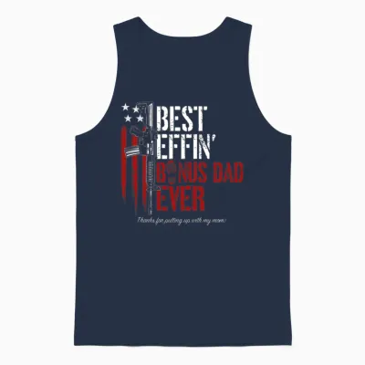 Best Effin’ Bonus Dad Ever Unisex Tank Top - Navy
