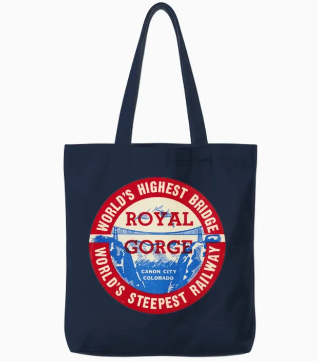 Royal Gorge of Canon City Colorado Tote Bags in Navy