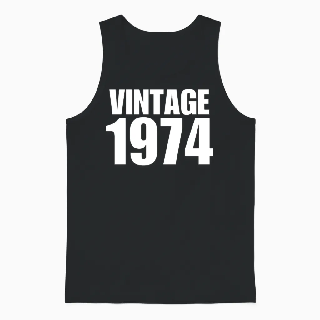 Vintage 1974 Unisex Tank Top in Black