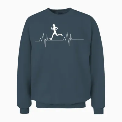 Running Woman Heartbeat Unisex Sweatshirt - Dark Heather