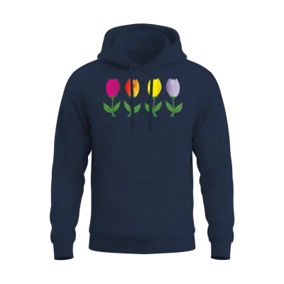 Tulips, Tulips Gifts, Tulip Flower, Tulip Merch, Unisex Hoodie - Navy