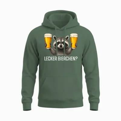 Funny Raccoon T-Shirt with German Text Unisex Hoodie - Military Green