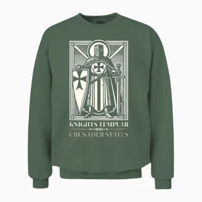 Knights Templars an Elite Unit of Military History Crusaders T-Shirt, Black, S Unisex Sweatshirt - Military Green