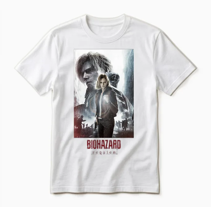 Resident Evil Requiem Leon ๏ผ Grace Art Fp(w) Unisex T-Shirt in White