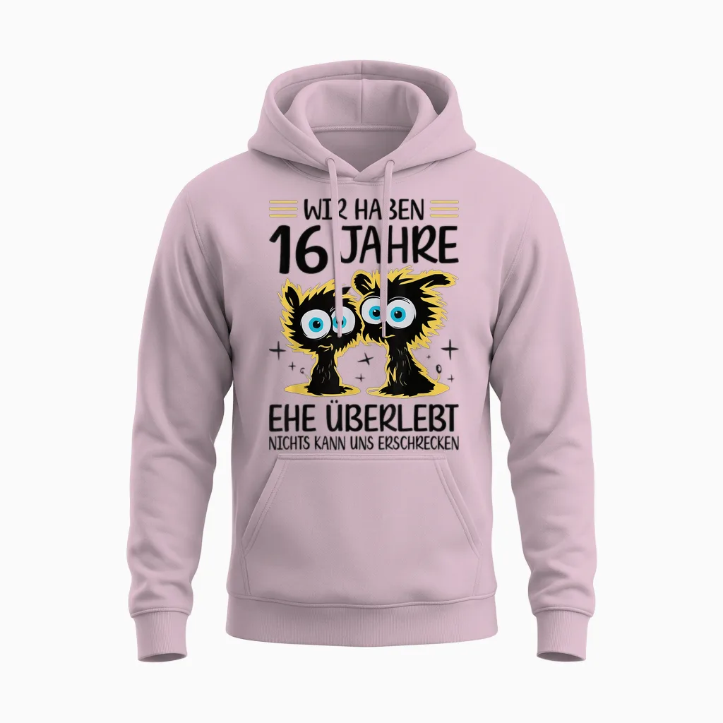 16 Jahre Verheiratet 16. Hochzeitstag Saphirhochzeit Unisex Hoodie in Light Pink