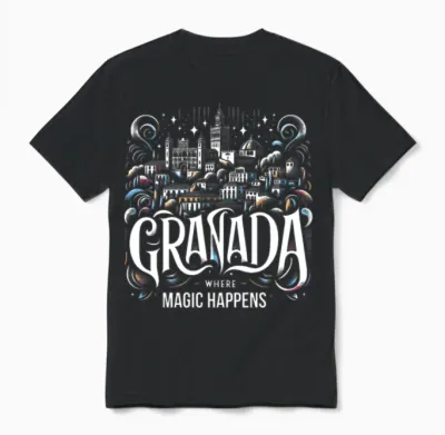 Granada Spain Travel Vacation Granada Skyline Unisex T-Shirt - Black